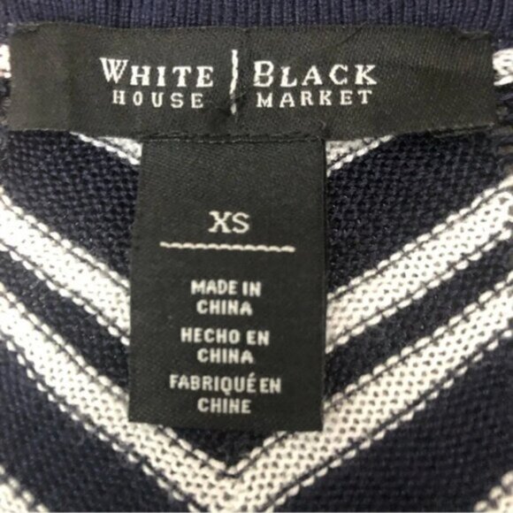 WHITE House Black Market  Bodycon Dress XS Blue White Chevron Design - Picture 8 of 9